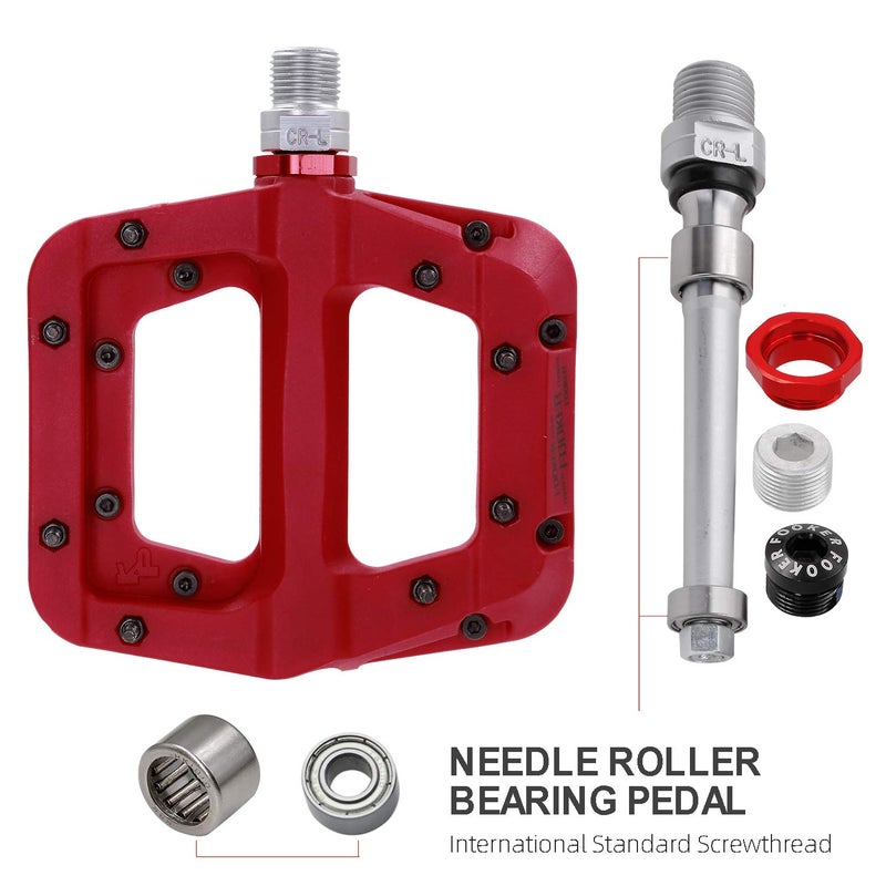 FOOKER MTB Pedals Mountain Bike Pedals 3 Bearing Non-Slip Lightweight Nylon Fiber Bicycle Platform Pedals for BMX MTB 9/16" - Image 5
